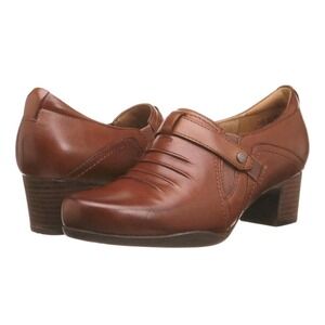 Clarks Artisan Womens 11W Heeled Slip-On Comfort Shoes Leather Ranch Western